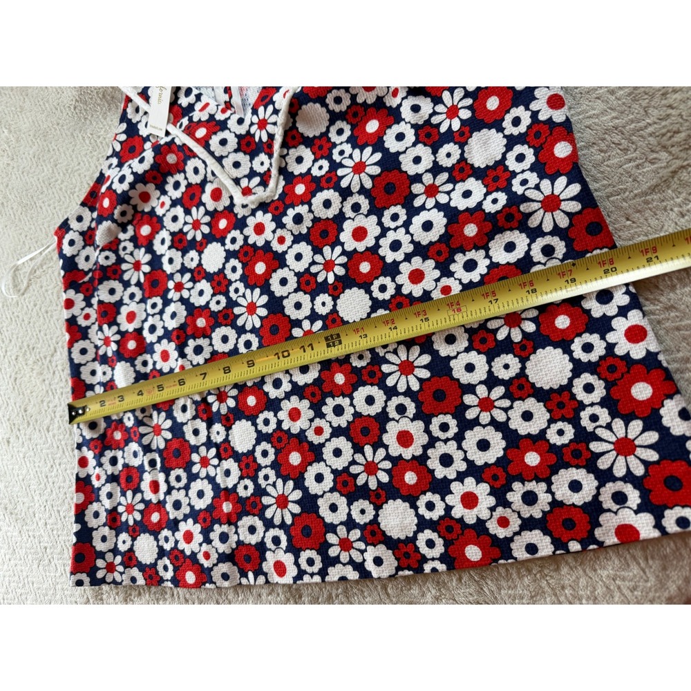 Trina Turk Womens Floral V-Neck Sleeveless Top Red White Navy Blue Size 12‎ NEW - Picture 6 of 12